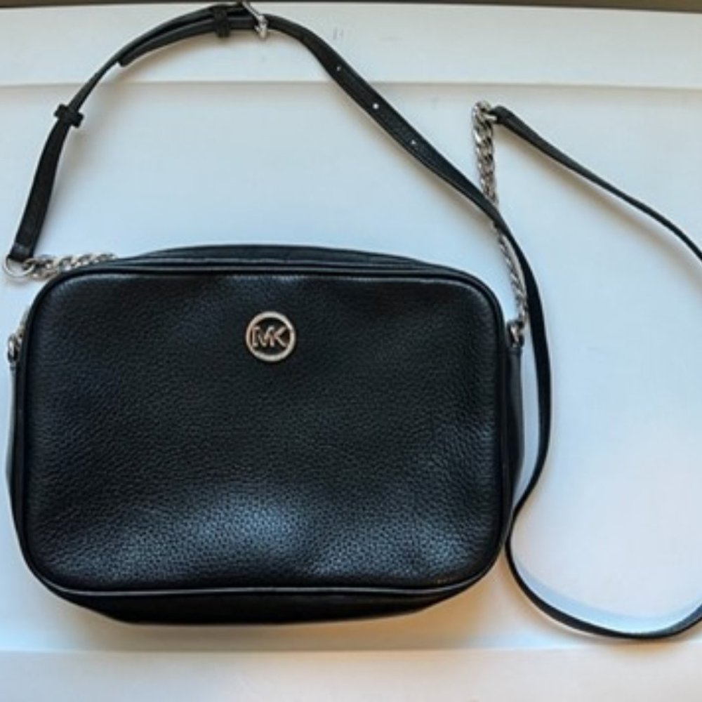 Michael Kors black leather cross body bag